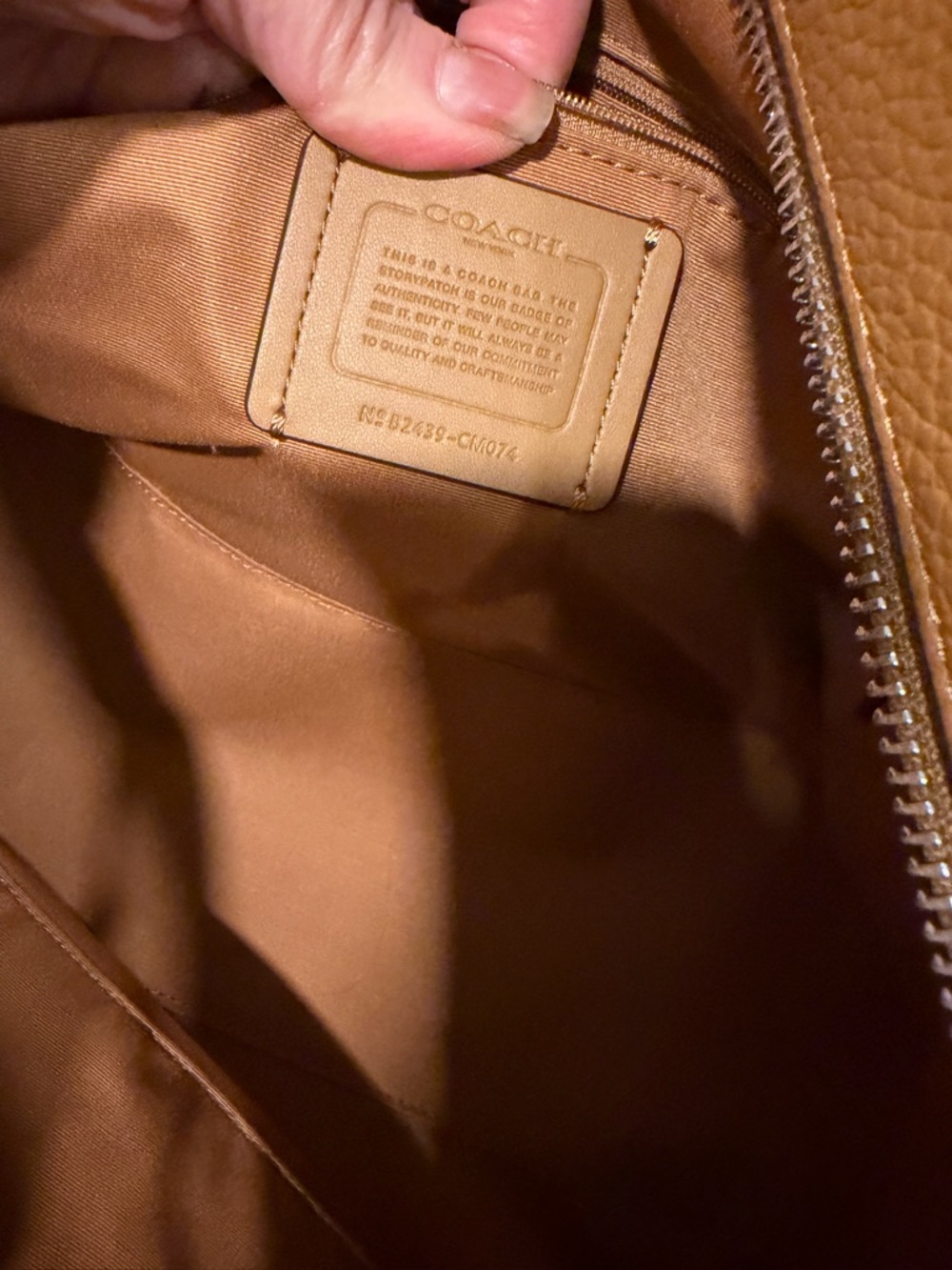 Coach Pebbled Leather Shoulder Bag in Caramel - Picture 6 of 6
